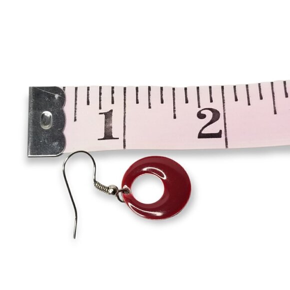 Circle Round Paint Drop Dangle Hanging Earrings - Picture 6 of 6